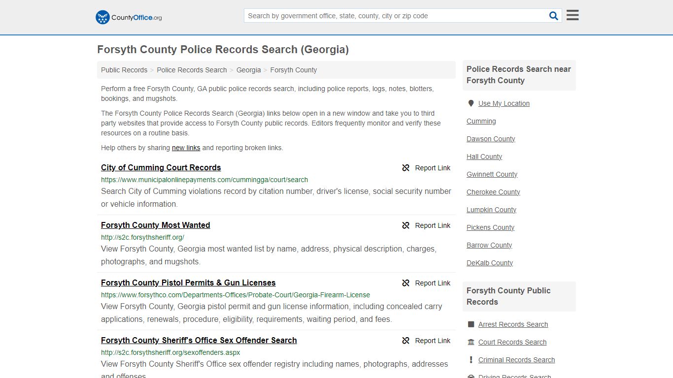 Police Records Search - Forsyth County, GA (Accidents & Arrest Records)